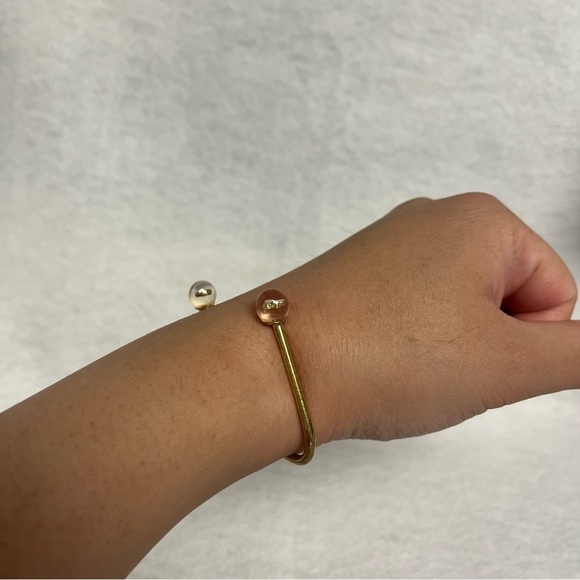 LOUIS VUITTON Wire Bracelet Gold Tone Ball Tips Fluer - Picture 2 of 15